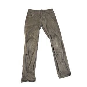 Kuhl Mens Rydr Pants 33x34 Brown Olive Articulated Knee Heavyweight Cotton Twill